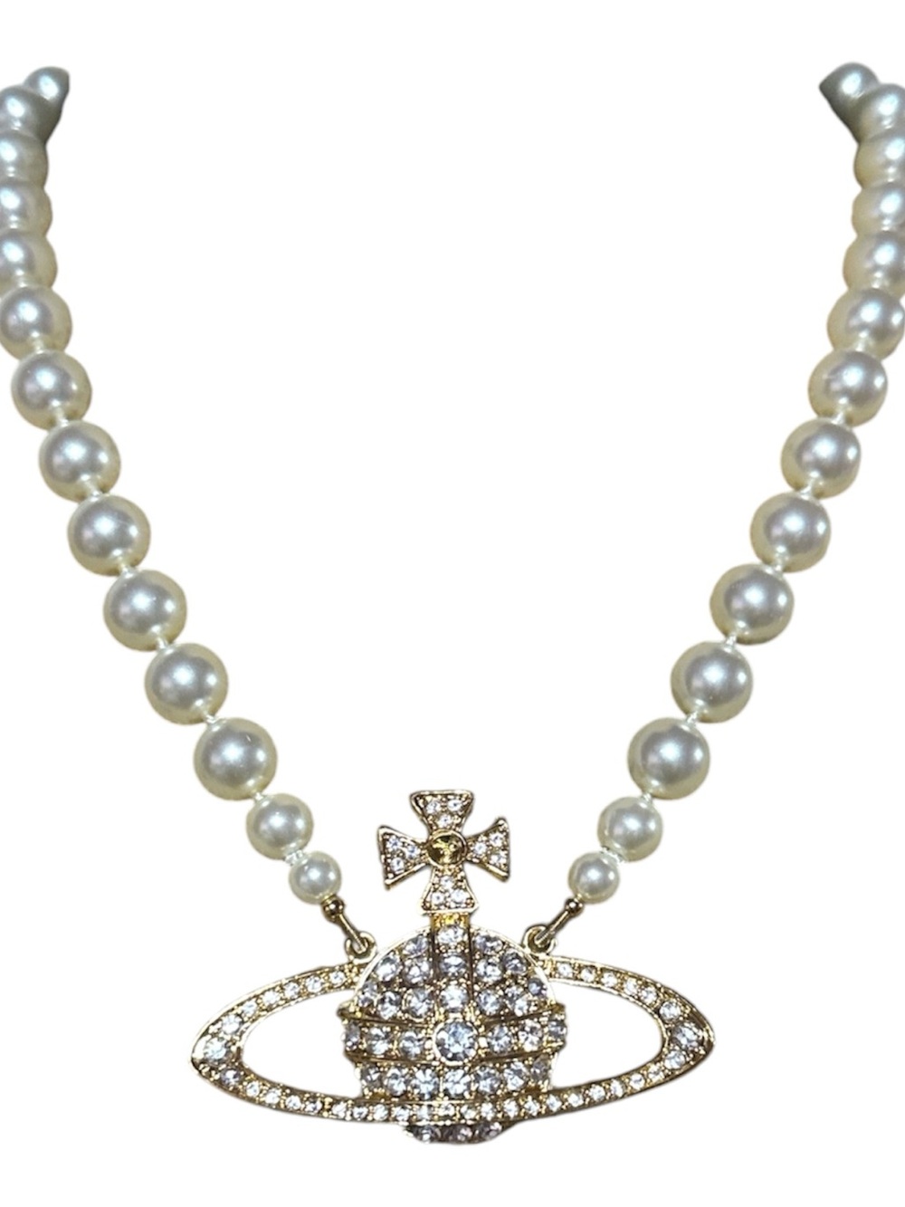 Vivienne Westwood Style Gold Orb Pearl Necklace